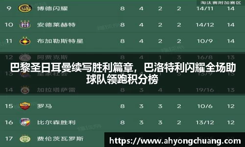 巴黎圣日耳曼续写胜利篇章，巴洛特利闪耀全场助球队领跑积分榜