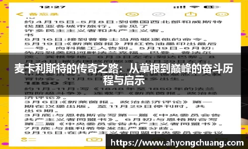 麦卡利斯特的传奇之路：从草根到巅峰的奋斗历程与启示